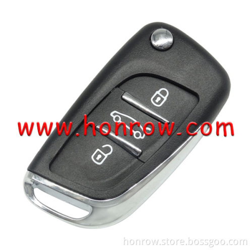 Citroen 3 button modified flip remote blank key with HU83 407 Blade- 3Button -Trunk- With battery place (No Logo)
